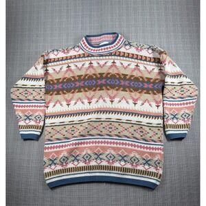 Jessica‎ Roberts Sweater Womens Multicolor Southwestern Acrylic Knit Warm Wear